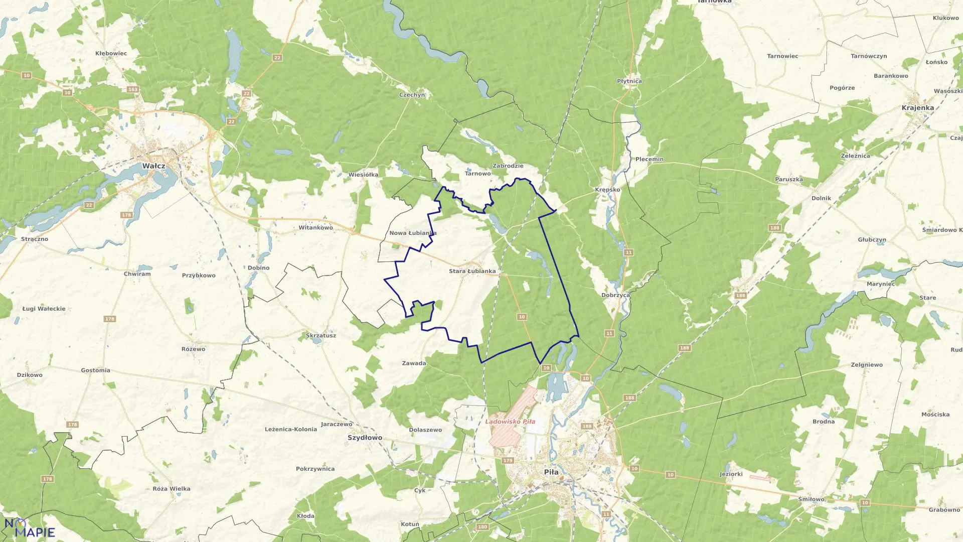 Mapa obrębu STARA ŁUBIANKA w gminie Szydłowo