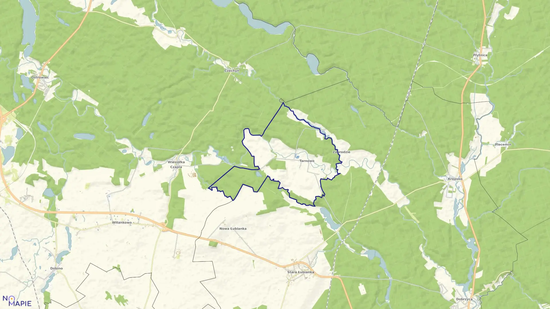 Mapa obrębu TARNOWO w gminie Szydłowo
